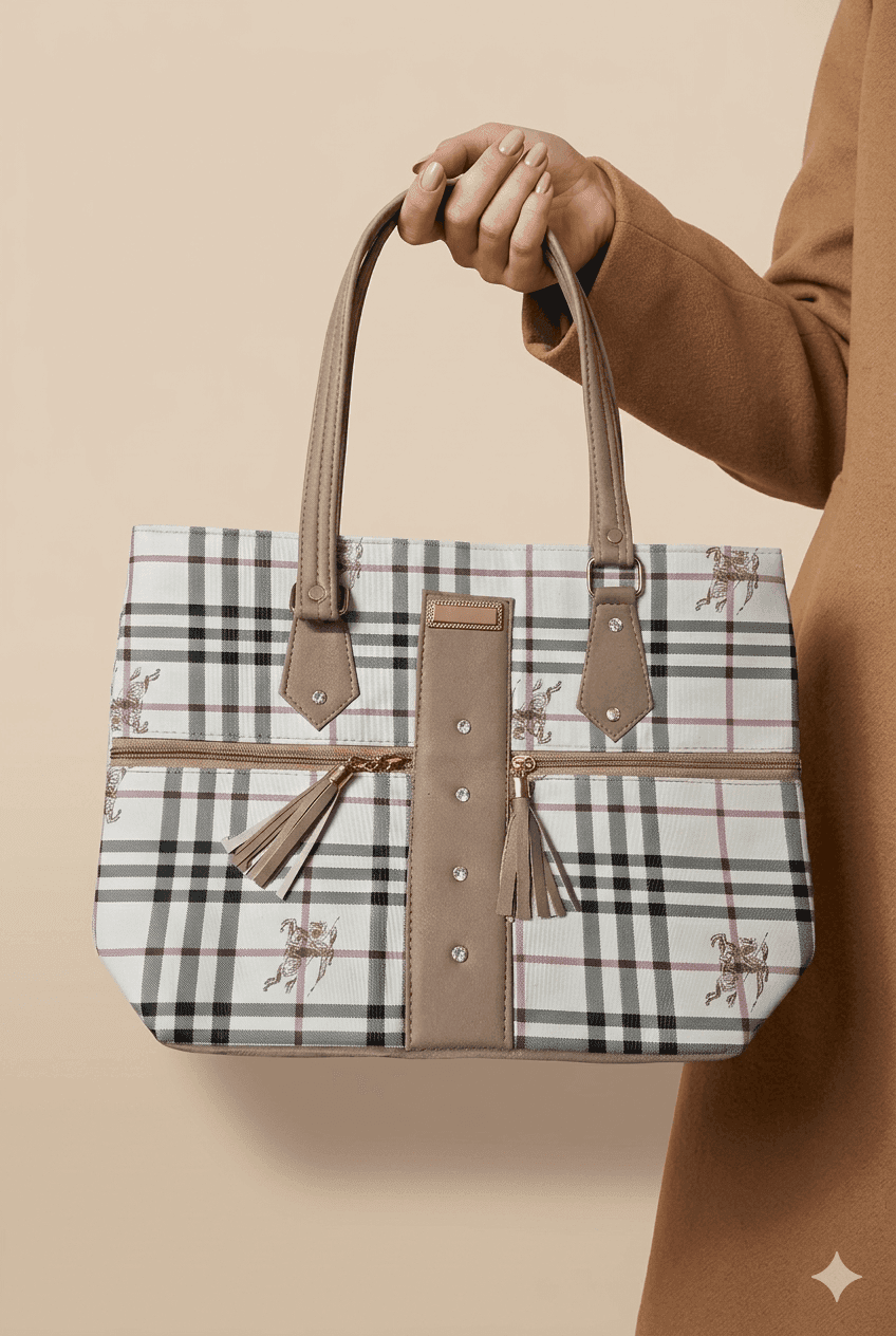 Women's Luxury Equestrian Plaid Shoulder Handbag